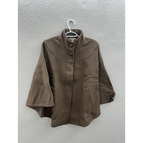 Appleseeds Womens Poncho One Size Acorn Brown Button Up Wool Blend NWTs - Picture 1 of 13